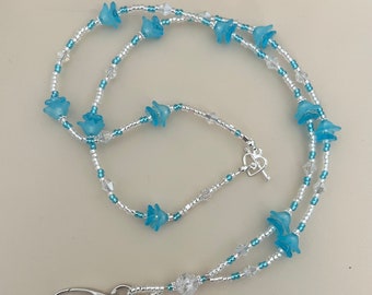Blue Flower Bead Lanyard