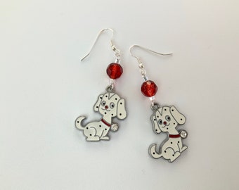 Little White Dog Charm Earrings