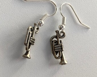 Silver Plated Musical Instrument Charm Earrings