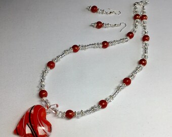 Glass Heart Pendant Necklace