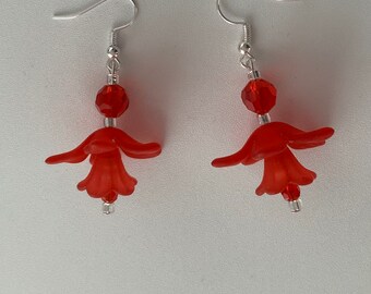 Pretty Bright Red Flower Earrings