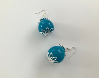Blue Chunky Dangle Earrings