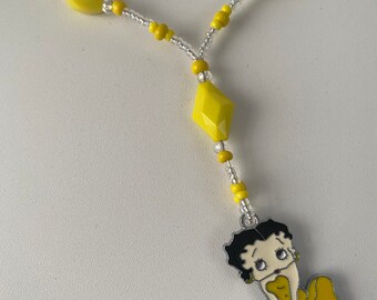 Bright Yellow Betty Boop Pendant Necklace