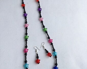 Bright star necklace with earrings