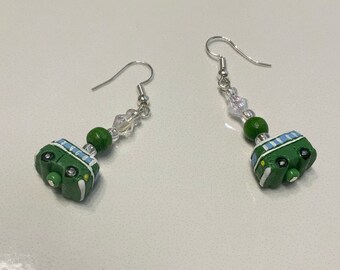 Green Campervan Dangly Earrings