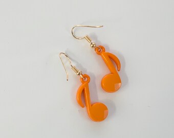 Bright Orange Note Dangly Earrings