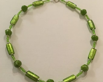 Bright green beaded necklace