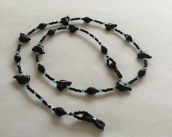 Black dolphin bead spectacle/glasses chain