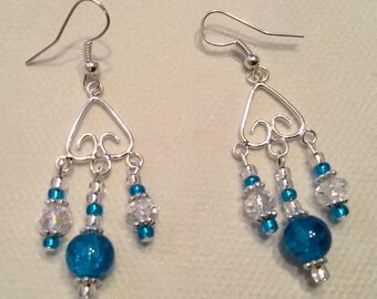 Bright turquoise blue dangle earrings