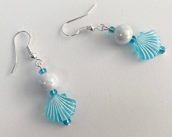 Blue Shell Dangle Earrings