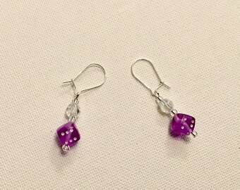 Purple Dice Bead Earrings