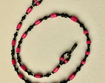 Pink And Black Beaded Spectacle Chain
