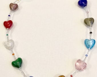 Glass Heart Beaded Necklace