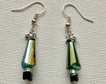 Glass Crystal Christmas Tree Earrings