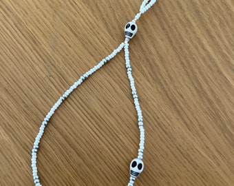 White Skull Bead Phone Charm