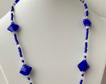 Bright Blue Beaded Necklace
