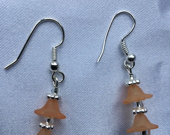 Peach flower earrings