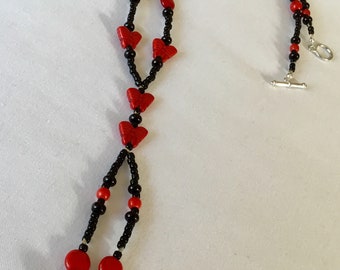 Red butterfly beaded necklace