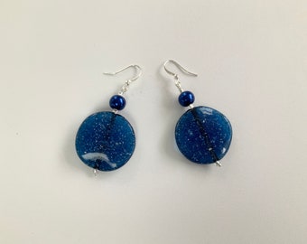 Dark Blue Dangle Earrings
