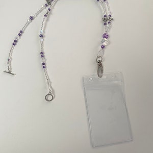 Purple Beaded Bee Lanyard