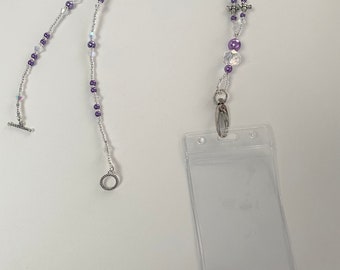 Purple Beaded Bee Lanyard