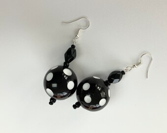 Black glossy Dotty Earrings