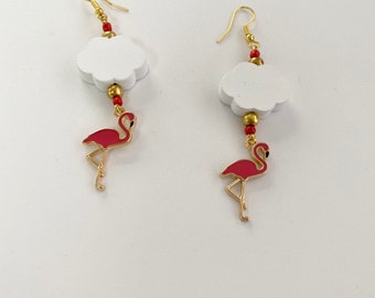 Flamingo and Cloud Earrings