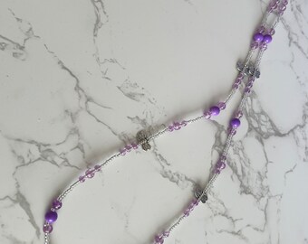 Dragonfly and Purple Bead Necklace