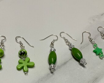 Green Mix Dangle Earrings