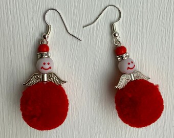 Bright Red Christmas Fairy Earrings