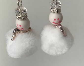 Fluffy White Christmas Fairy Earrings