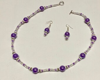Pretty Purple Necklace and Earring Set