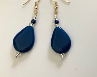 Dark Blue Dangle Earrings