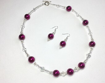 Bright Purple Necklace & Earrings