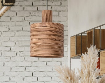 Kitchen island pendant light, Mid century lamp, Wood decor hanging lamp