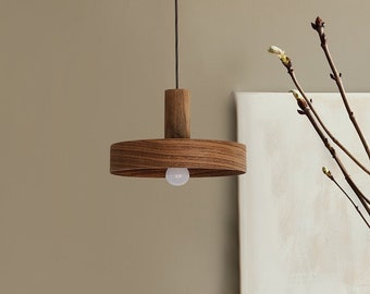 Walnut kitchen island pendant light, Mid century lamp, Scandinavian decor hanging lamp