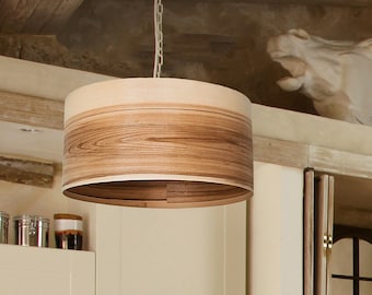 Olive wood Scandinavian decor wood pendant light, Cottage decor chandelier light