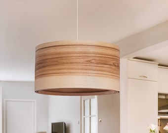 Olive wood Scandinavian decor wood pendant light, Cottage decor chandelier light