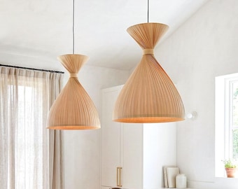 Lampa wisząca z klonu, wystrój rustykalny, drewniana lampa sufitowa, nowoczesna lampa nad wyspę kuchenną