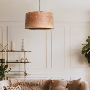 Rustic Walnut Wood Ceiling Light Fixture, Wood Pendant Light for Farmhouse Decor, Cottage Decor Chandelier Light