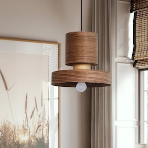 Walnut Dining Room Light Fixture, Elegant Modern Chandelier Lighting for Scandinavian decor