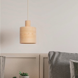 Modern Ash Ceiling Light for Your Kitchen Island, Elegant Wood Decor Hanging Lamp, Stylish Pendant Lamp with Mid Century Charm