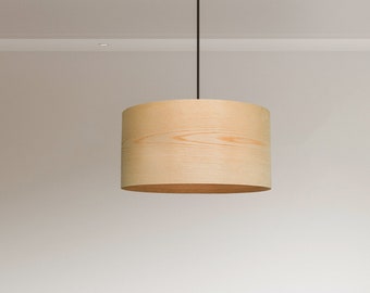 Ash lamp shade, Scandinavian decor wood pendant light, Cottage decor chandelier light