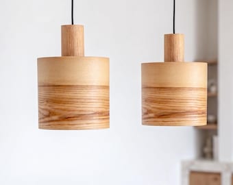 Olive Wood Kitchen Island Light, Modern Wood Ceiling Light for Kitchen decor, Wood Decor Hanging Lamp