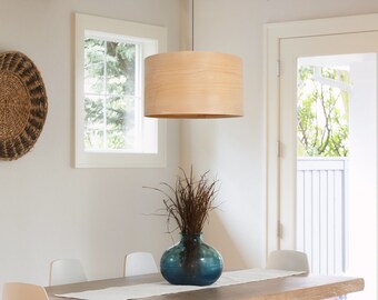 Maple lamp shade, Scandinavian decor wood pendant light, Cottage decor chandelier light