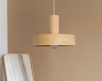 Ash lamp shade, Scandinavian decor wood pendant light, Cottage decor chandelier light