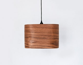 Walnut wood lamp shade, Scandinavian decor wood pendant light, Cottage decor chandelier light