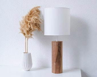 Walnut Scandinavian decor modern table lamp, Rustic decor bedside lamp, Minimalist decor small table lamp