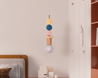 Kids room decor hanging lamp, Nursery decor pendant light, Baby room decor lamp shade