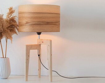 Olive Scandinavian decor modern table lamp, Rustic decor bedside lamp, Minimalist decor small table lamp